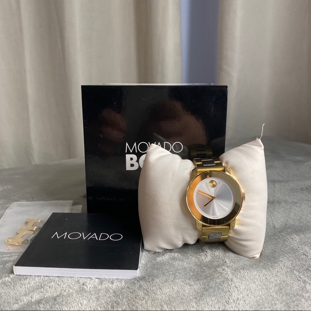 Movado Bold- Silver Two-Toned Watch